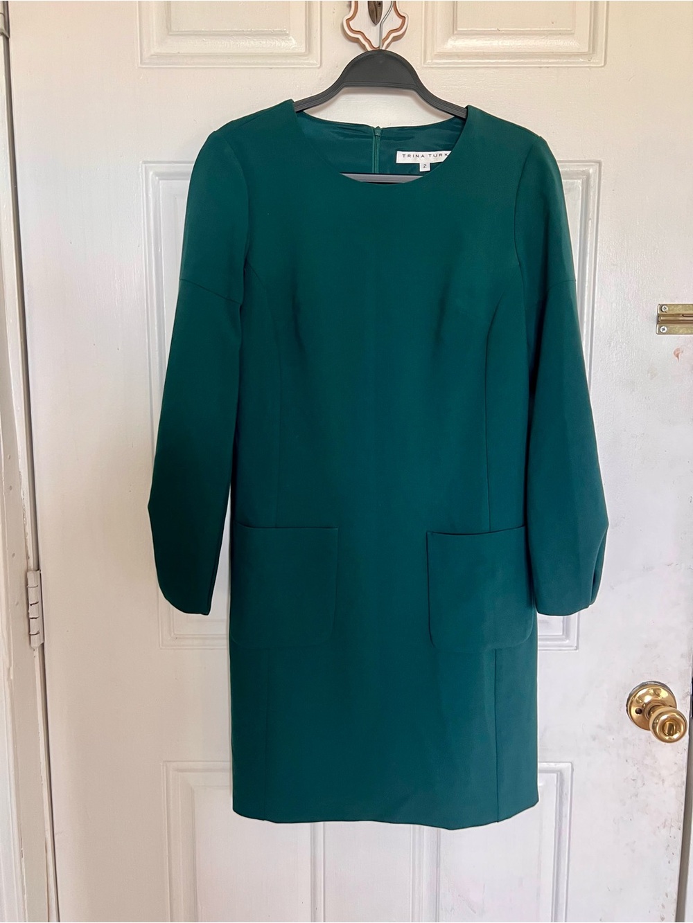 Trina Turk | Forest Green Long Sleeve Shift Dress